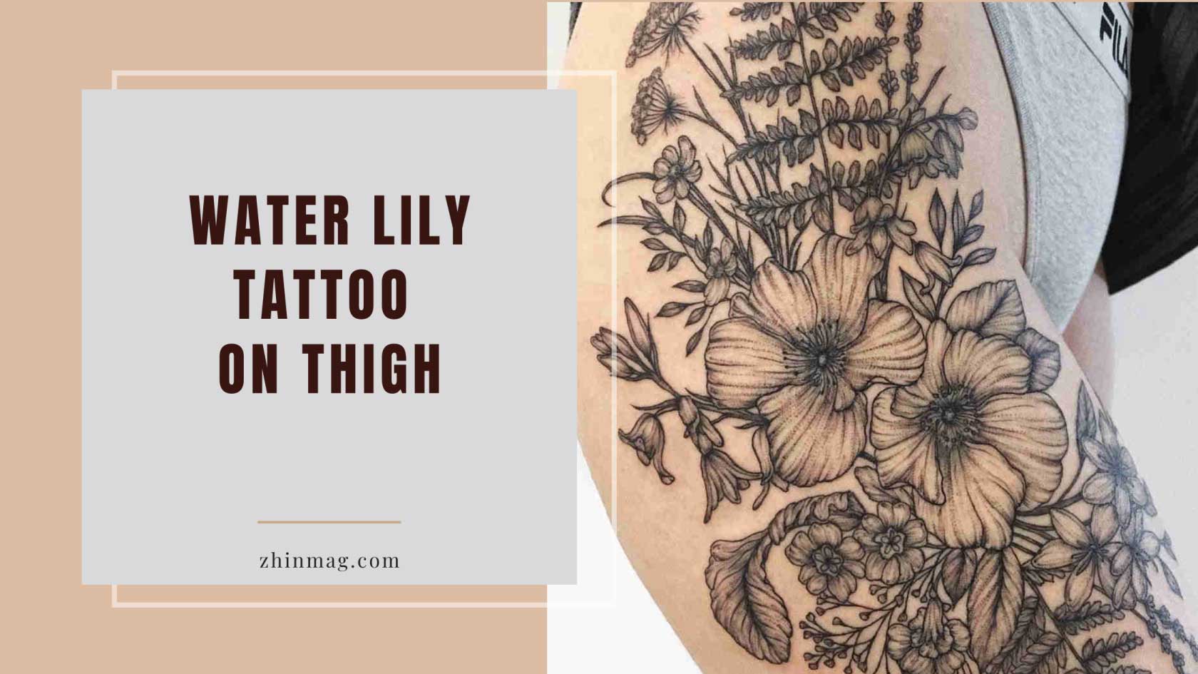 Water Lily Tattoo on Thigh