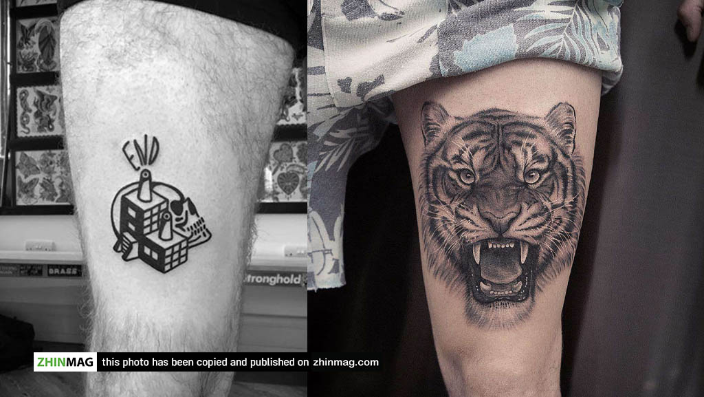 animal and simple Thigh Tattoo Ideas for Men