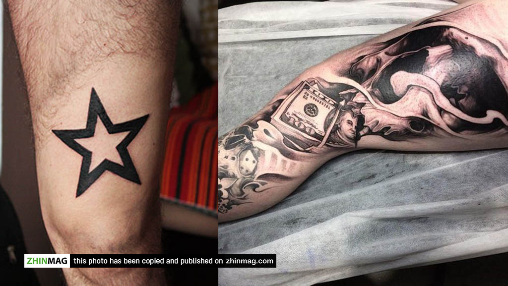 money and star Thigh Tattoo Ideas for Men
